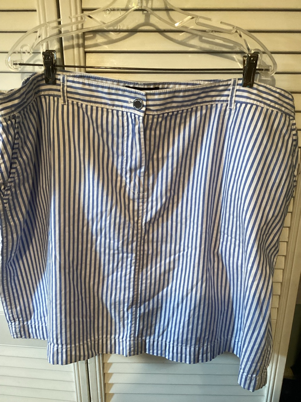Talbots W omens petites size 22W P blue and white stripe mini skirt